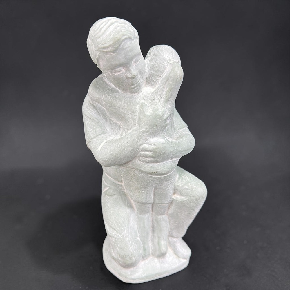 Isabel Bloom Father and Child Sculpture 2004 Concrete Figurine Green 8inch Large